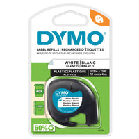 Dymo LetraTag Label Tape Plastic White Single Roll
