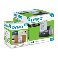 DYMO LabelWriter 5XL Starter Kit packaging with printer, cables, and 104 x 159 mm shipping label roll