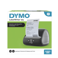 DYMO LabelWriter 5XL label printer retail packaging with product image and branding