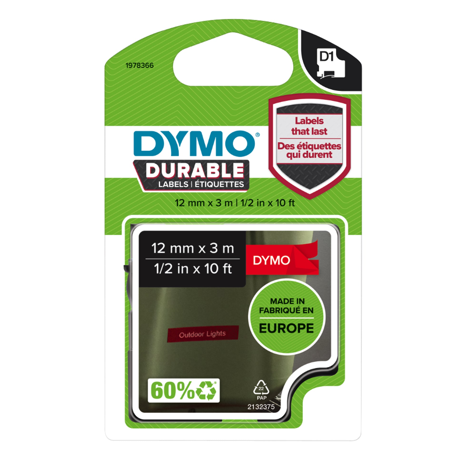 Dymo D1 LabelManager Durable Label Tape Range-12