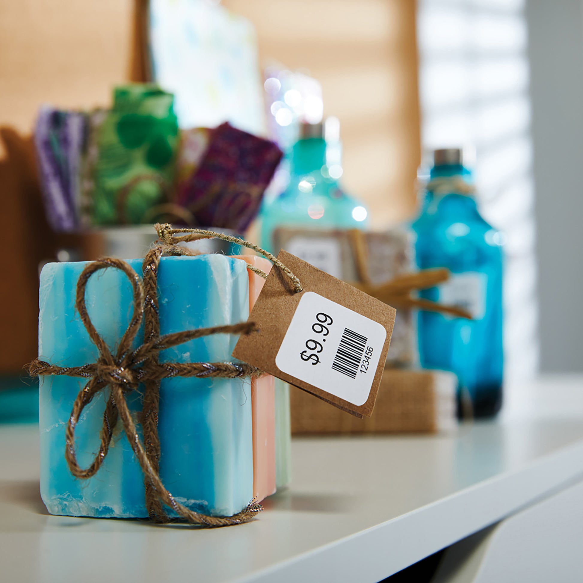 Organised craft supplies and storage containers with labels