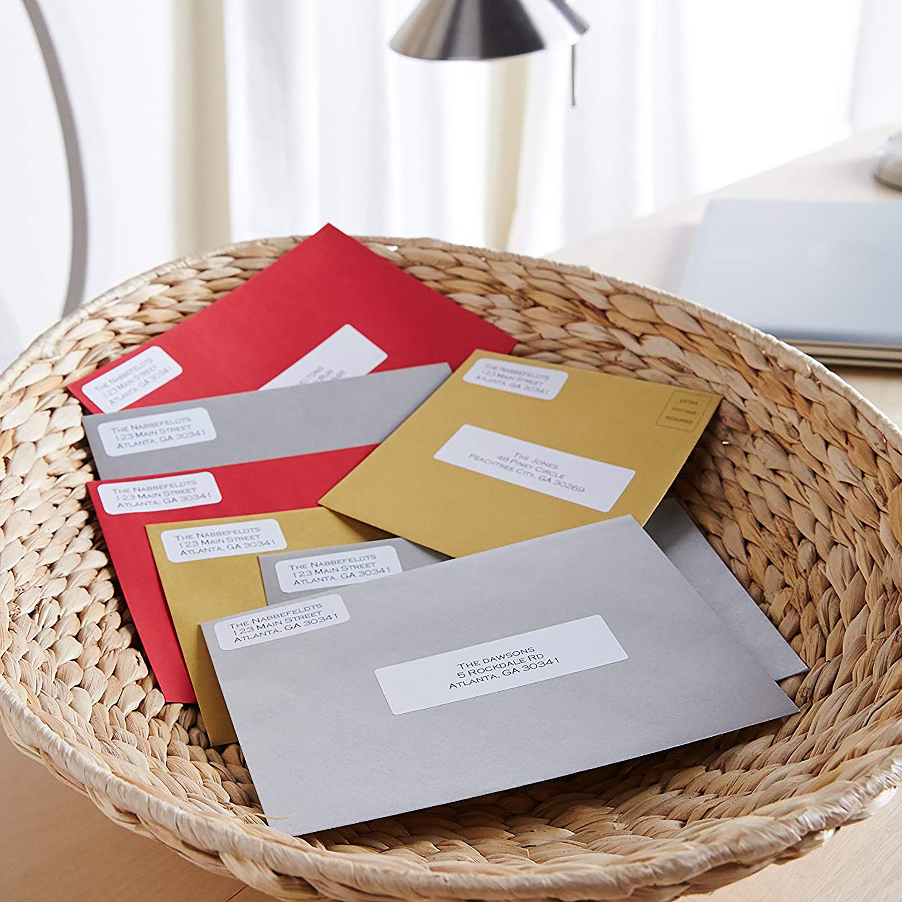 Shipping labels on parcels and envelopes