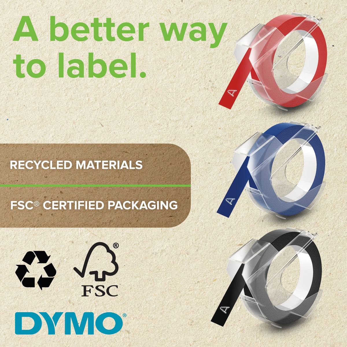 Dymo 1741671 Embossing Tape 9mm x 3m Trio Colours 3 Pack-8