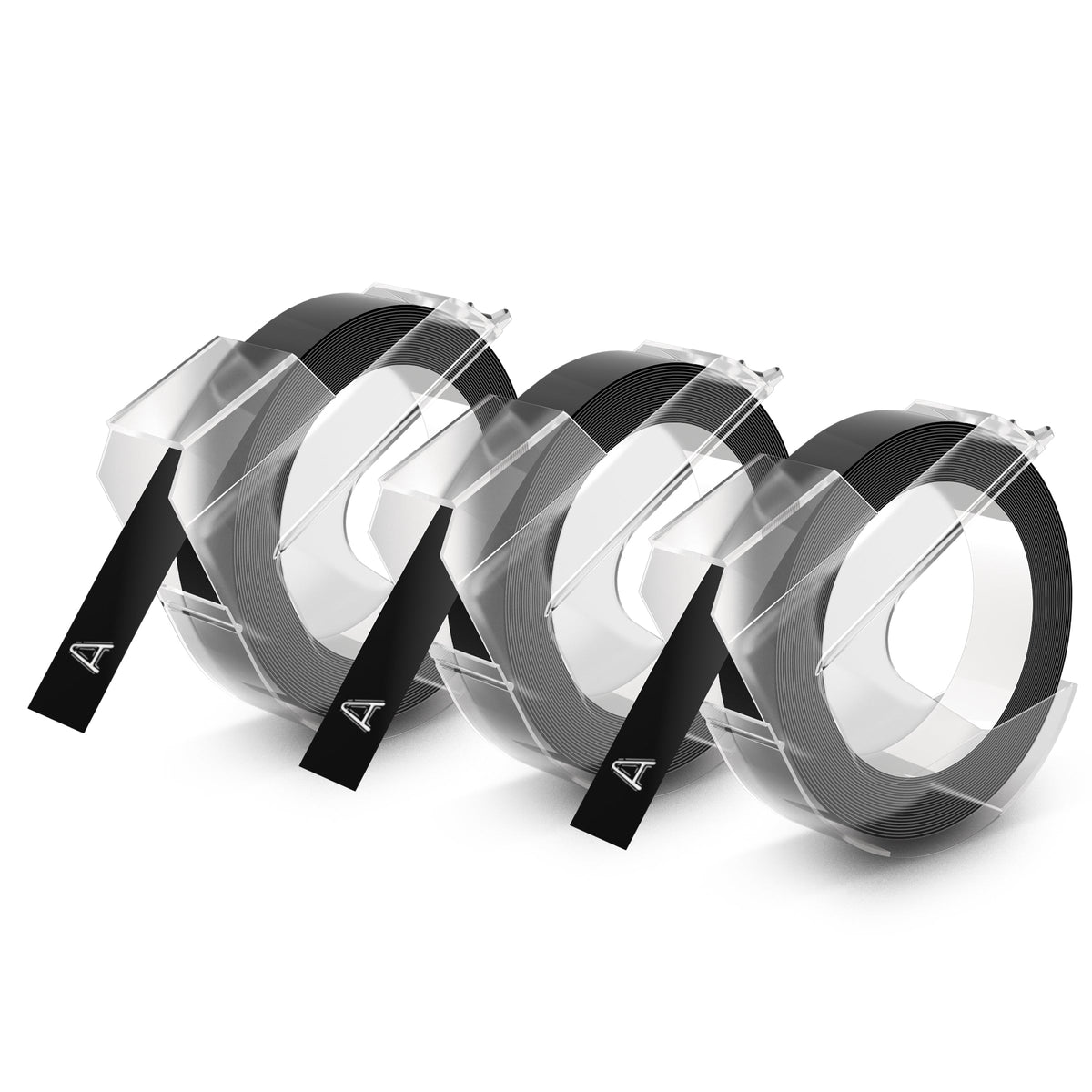 Dymo 1741670 Embossing Tape 9mm x 3m White on Black 3 Pack-5
