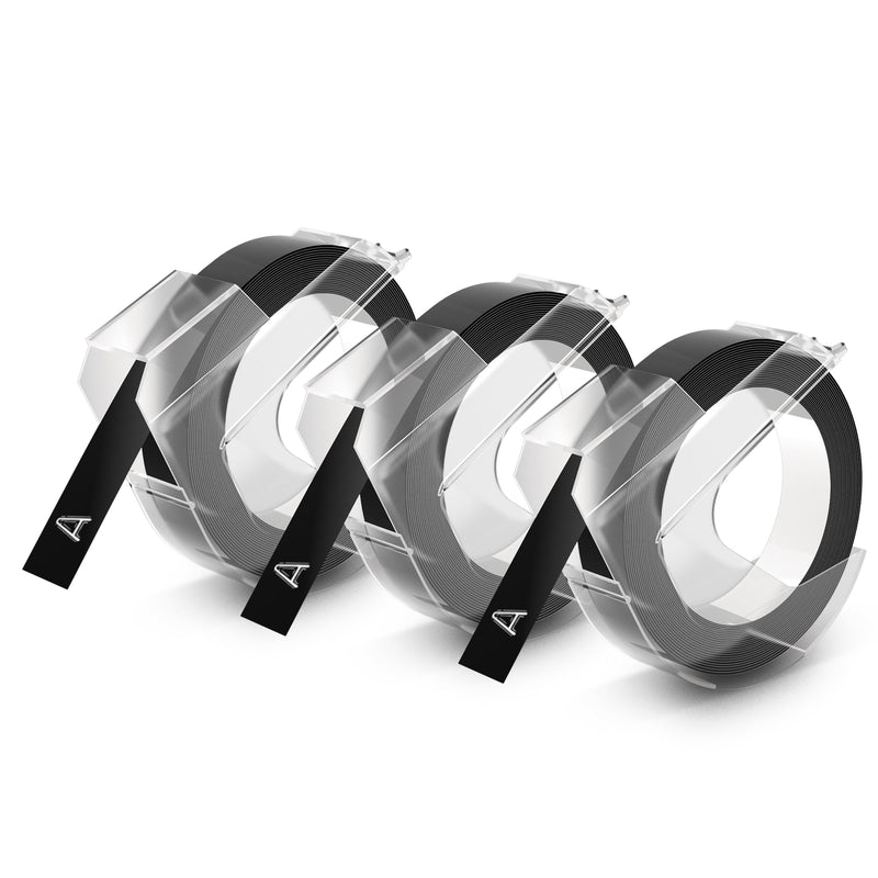Dymo 1741670 Embossing Tape 9mm x 3m White on Black 3 Pack-5