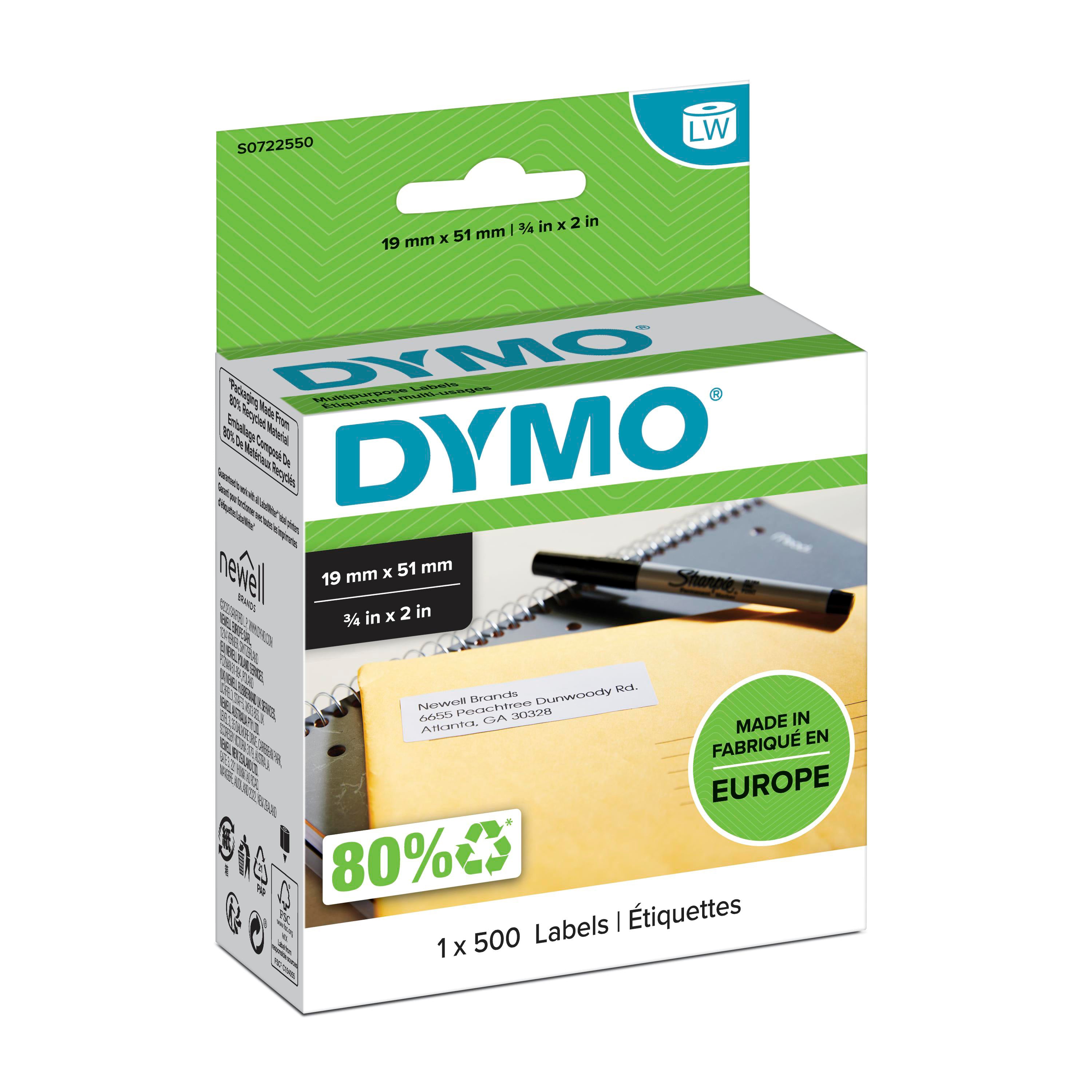 Dymo 11355 S0722550 Labelwriter Multi Purpose Labels 19x51mm