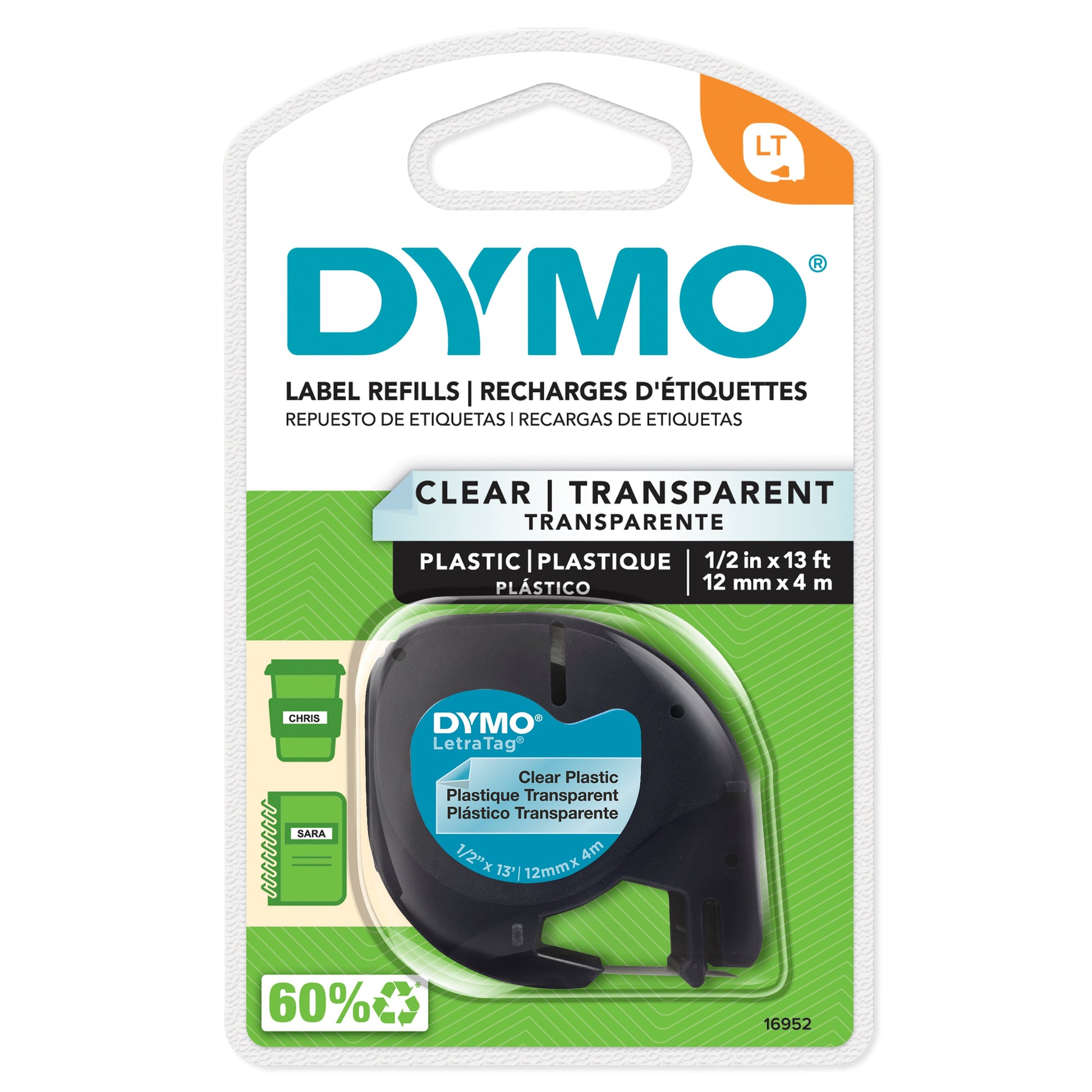 Dymo LetraTag Label Tape Plastic Clear Single Roll