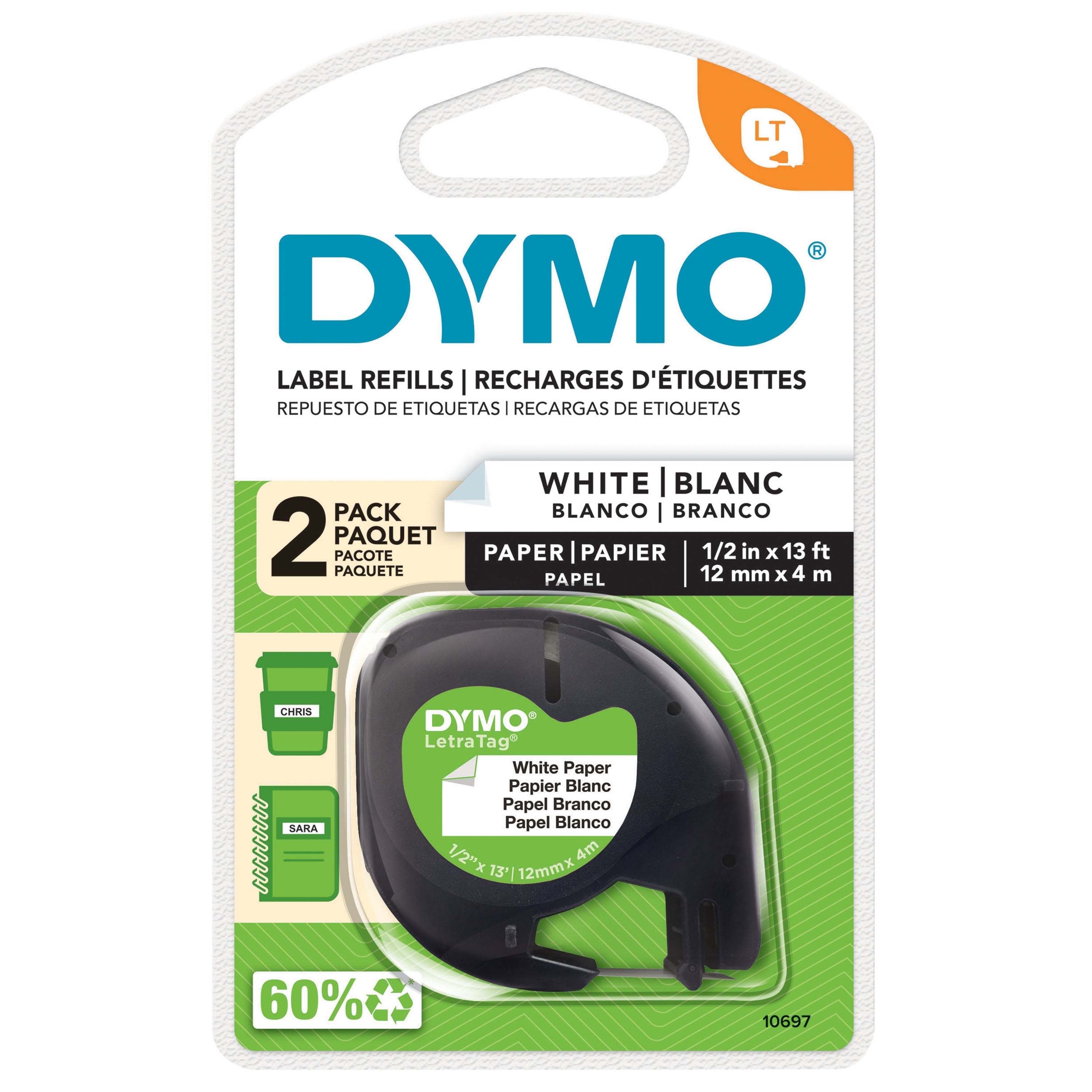 Dymo LetraTag Label Tape Paper Twin Pack