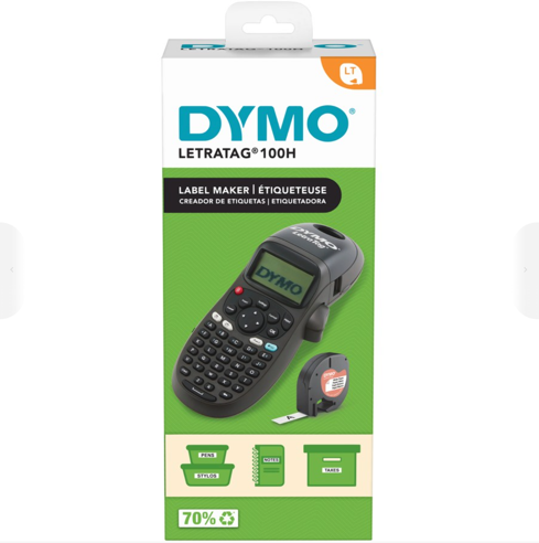 DYMO LetraTag LT100H Label Maker in retail packaging with DYMO branding