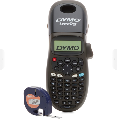 DYMO LetraTag LT100H Handheld Label Maker showing display screen and keyboard