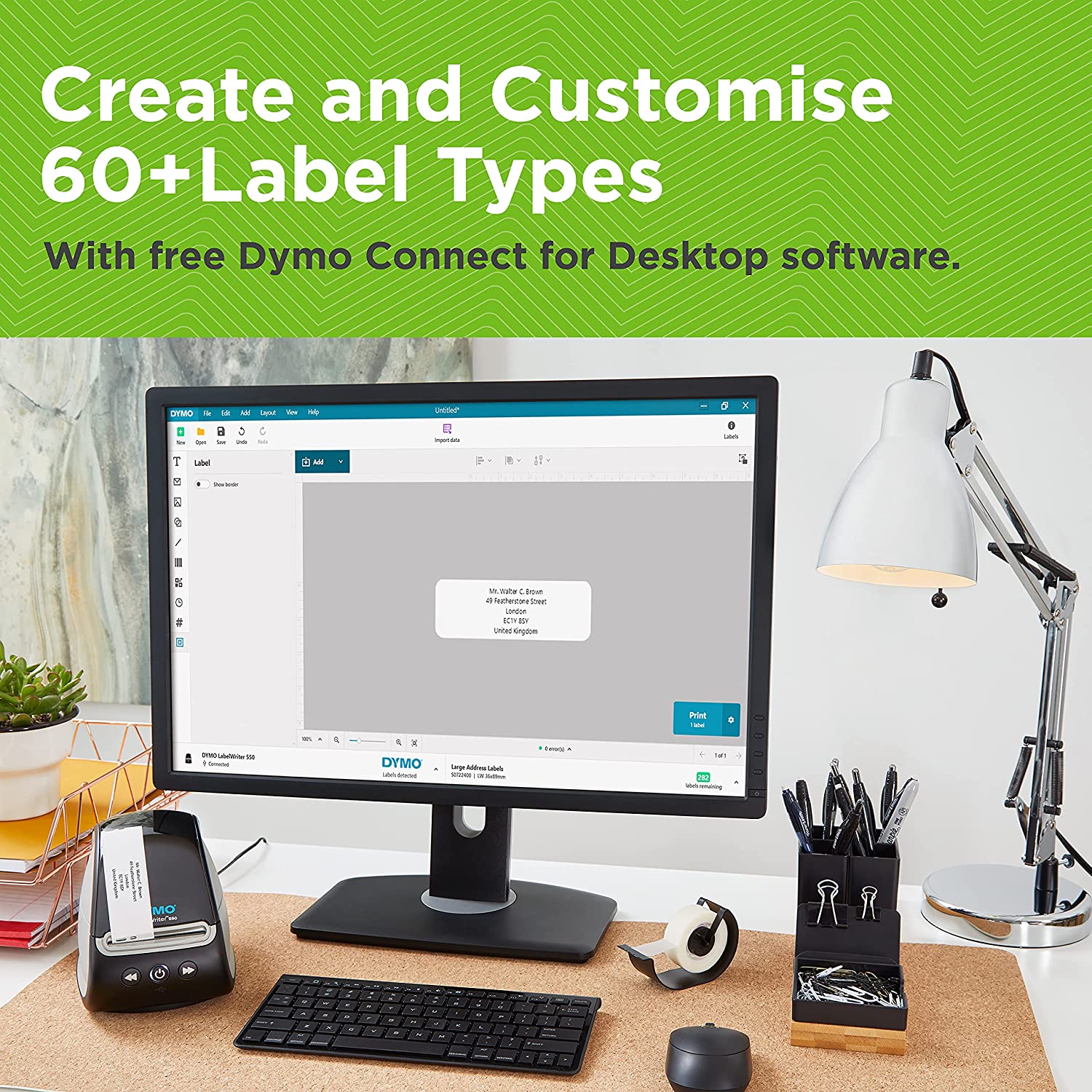 DYMO LabelWriter 550 desktop setup for bulk printing address labels from Excel or Google Contacts