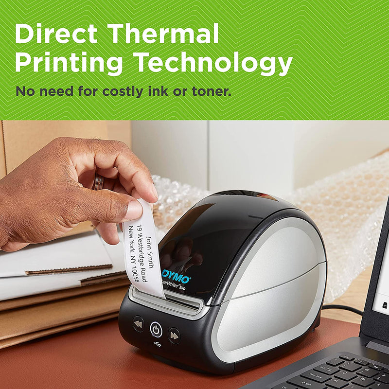 DYMO LabelWriter 550 printing label with direct thermal technology – no ink or toner required