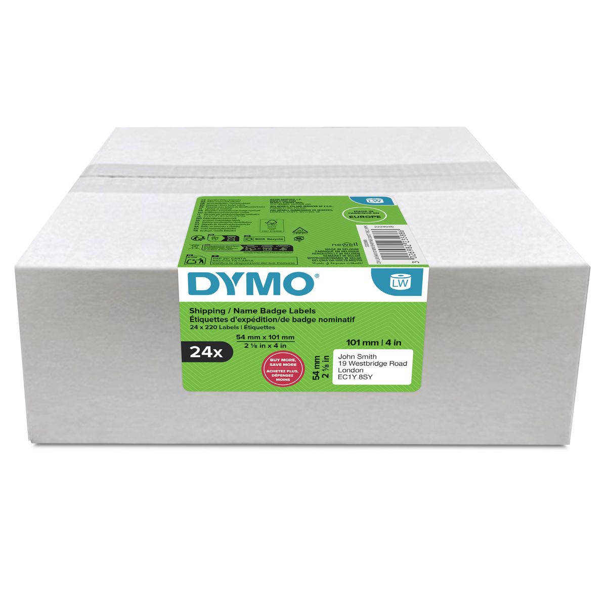 Bulk Dymo 2223588 LabelWriter Shipping Labels 54 x 101mm 24 Rolls