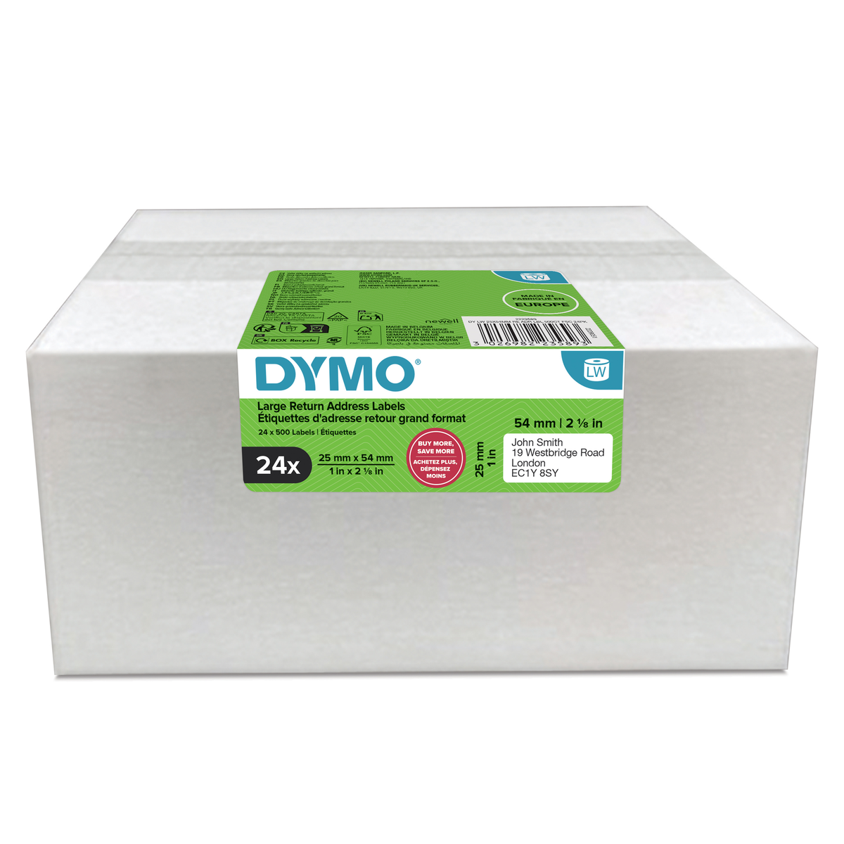 Bulk Dymo 2223589 LabelWriter Return Address Labels 25 x 54mm 24 Rolls