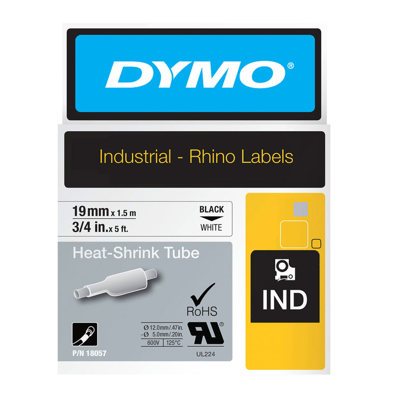 Dymo Rhino 18057 Heat Shrink Tube Tape 19mm Black on White
