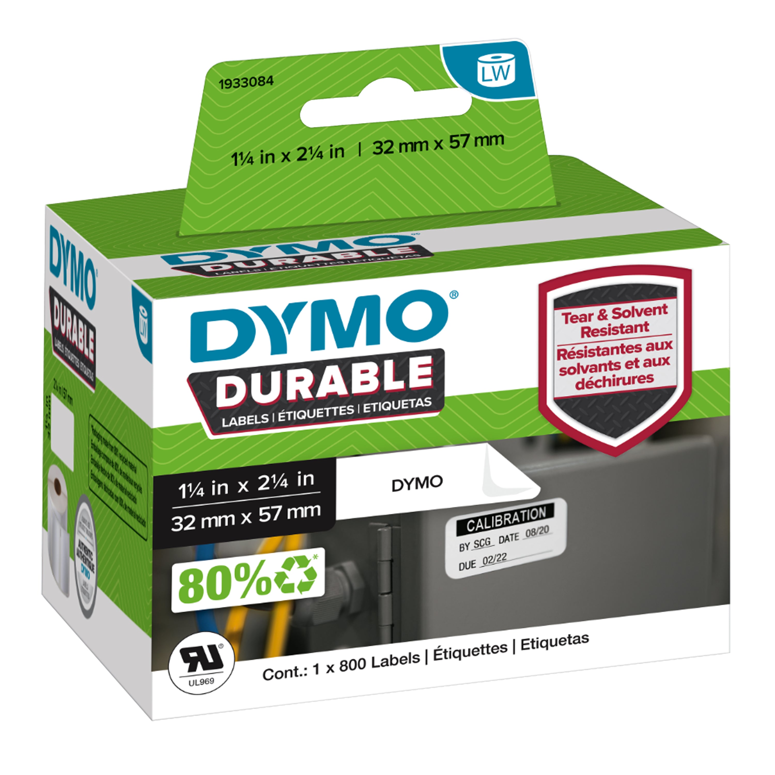 Dymo 1933084 Durable Label Shipping Label White 57mmx32mm Roll Of 800