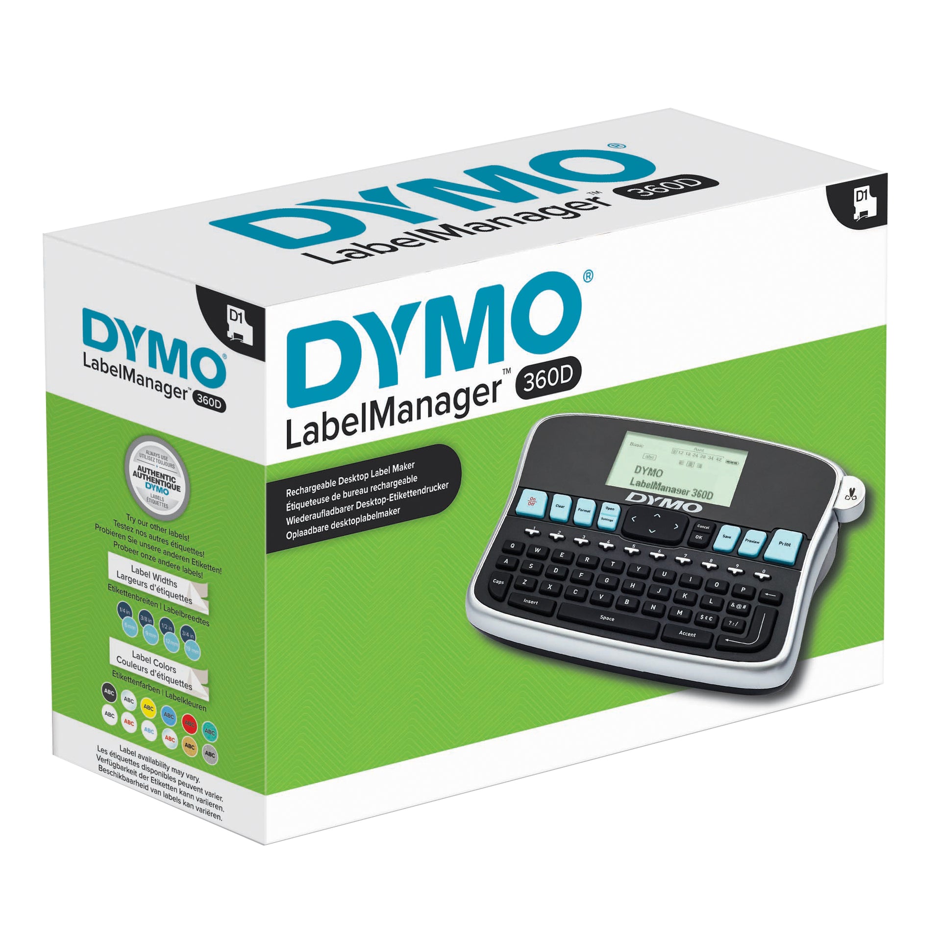 DYMO LabelManager 360D rechargeable desktop label maker in retail packaging