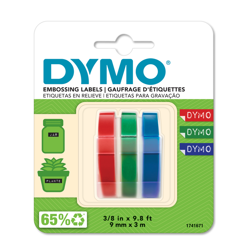 Dymo 1741671 Embossing Tape 9mmx3M Trio Colours 3 Pack