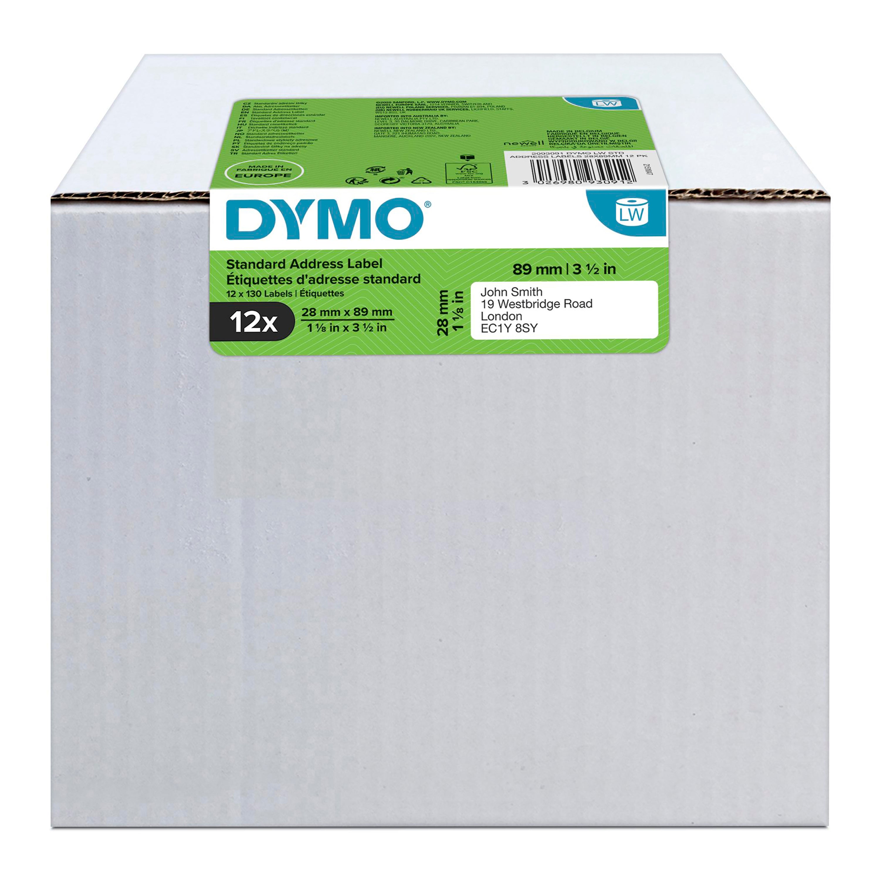 DYMO 2093091 LabelWriter Mini Bundle 28 x 89mm Standard Address Labels 12 Rolls of 99010