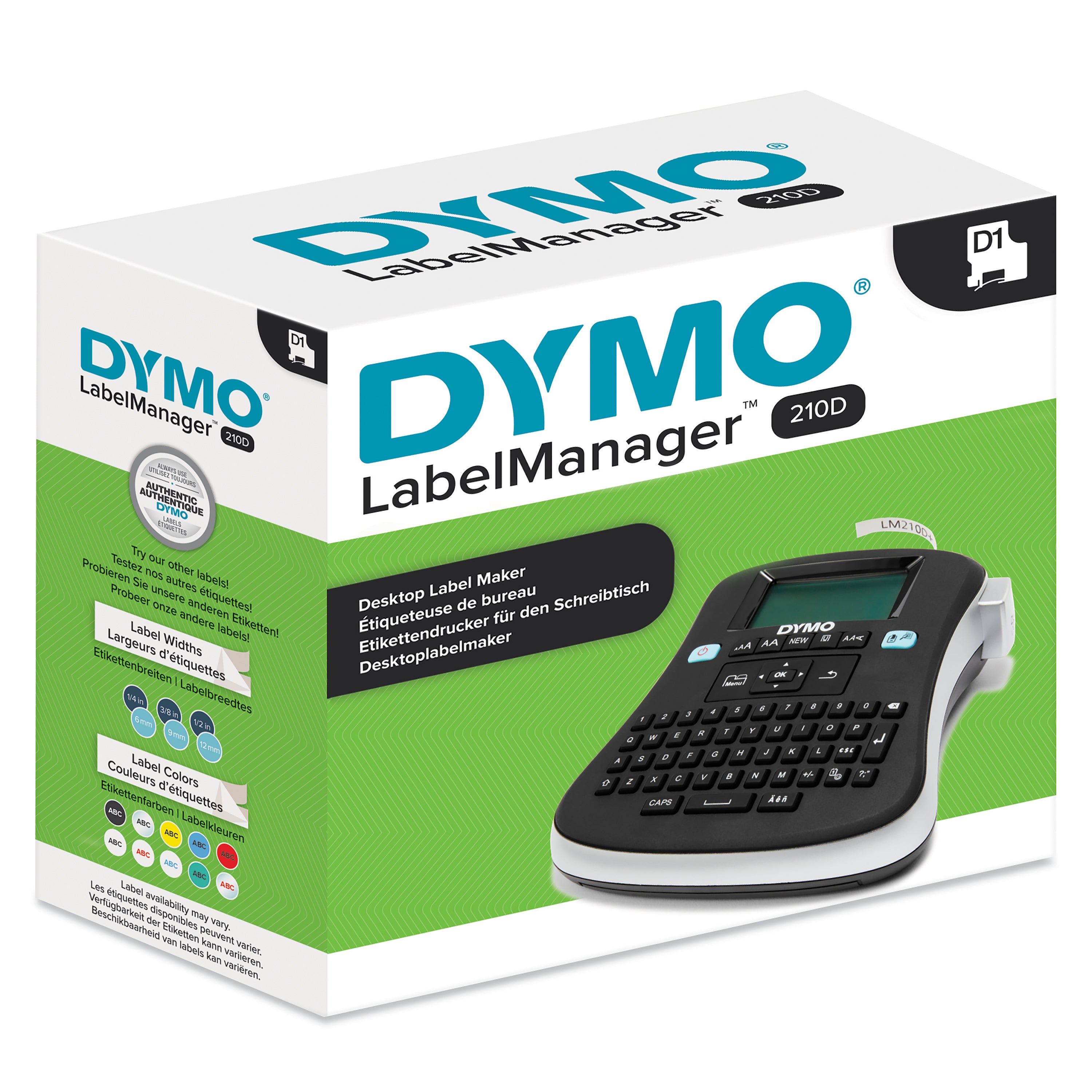 DYMO LabelManager 210D desktop label maker in retail packaging