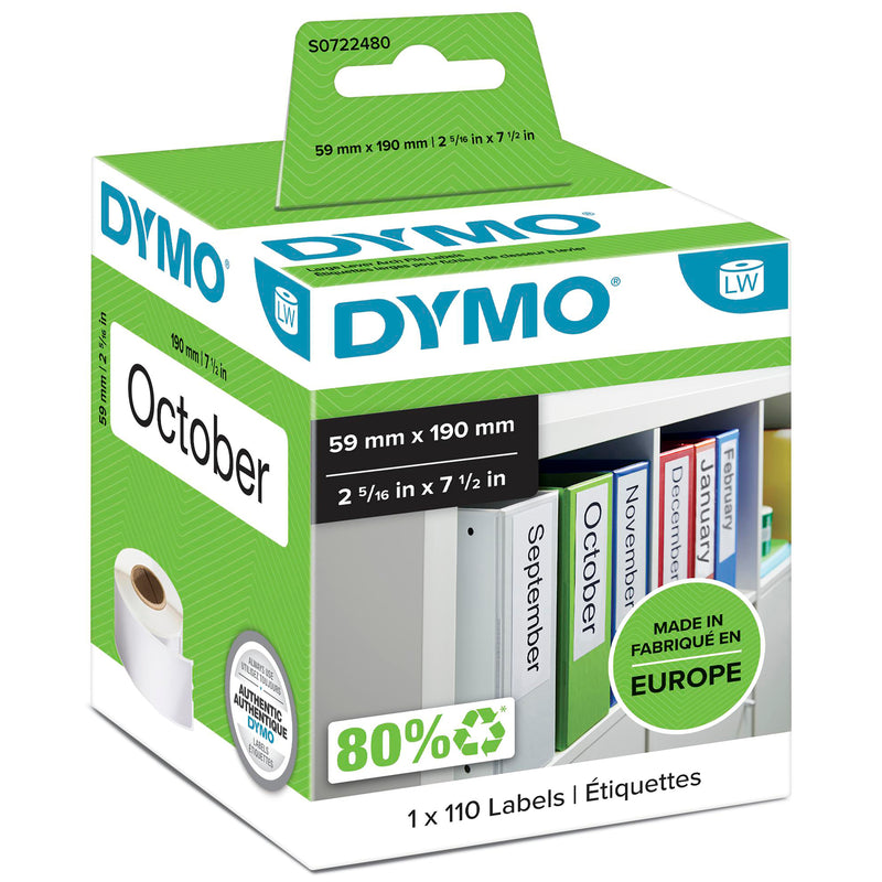DYMO 99019 S0722480 LabelWriter Lever Arch File Labels 59 x 190mm Roll Retail Pack