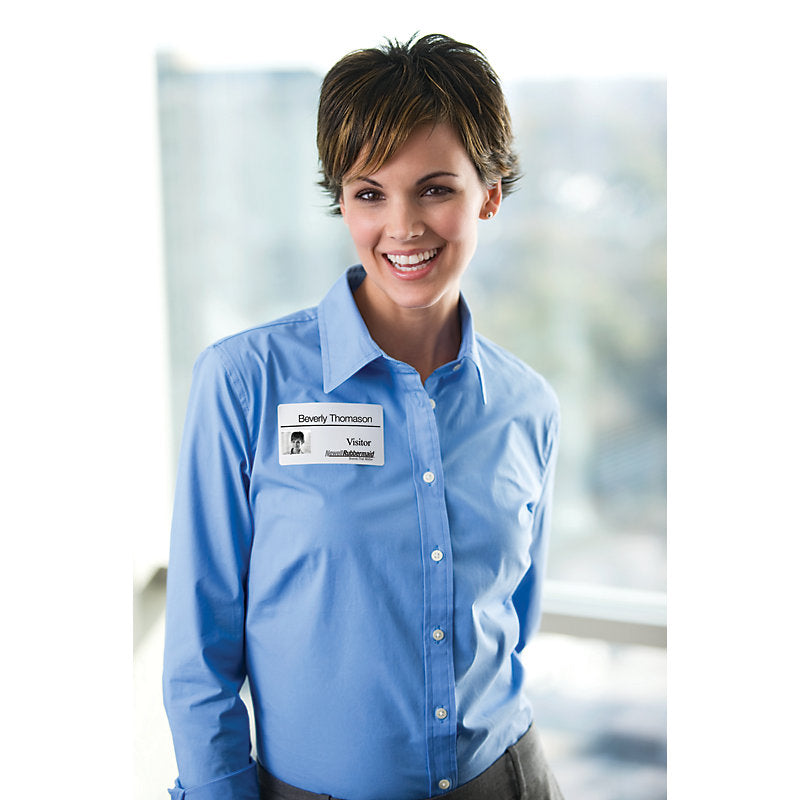 Lady in blue top with appointment or Name Tag for Events or Conferences