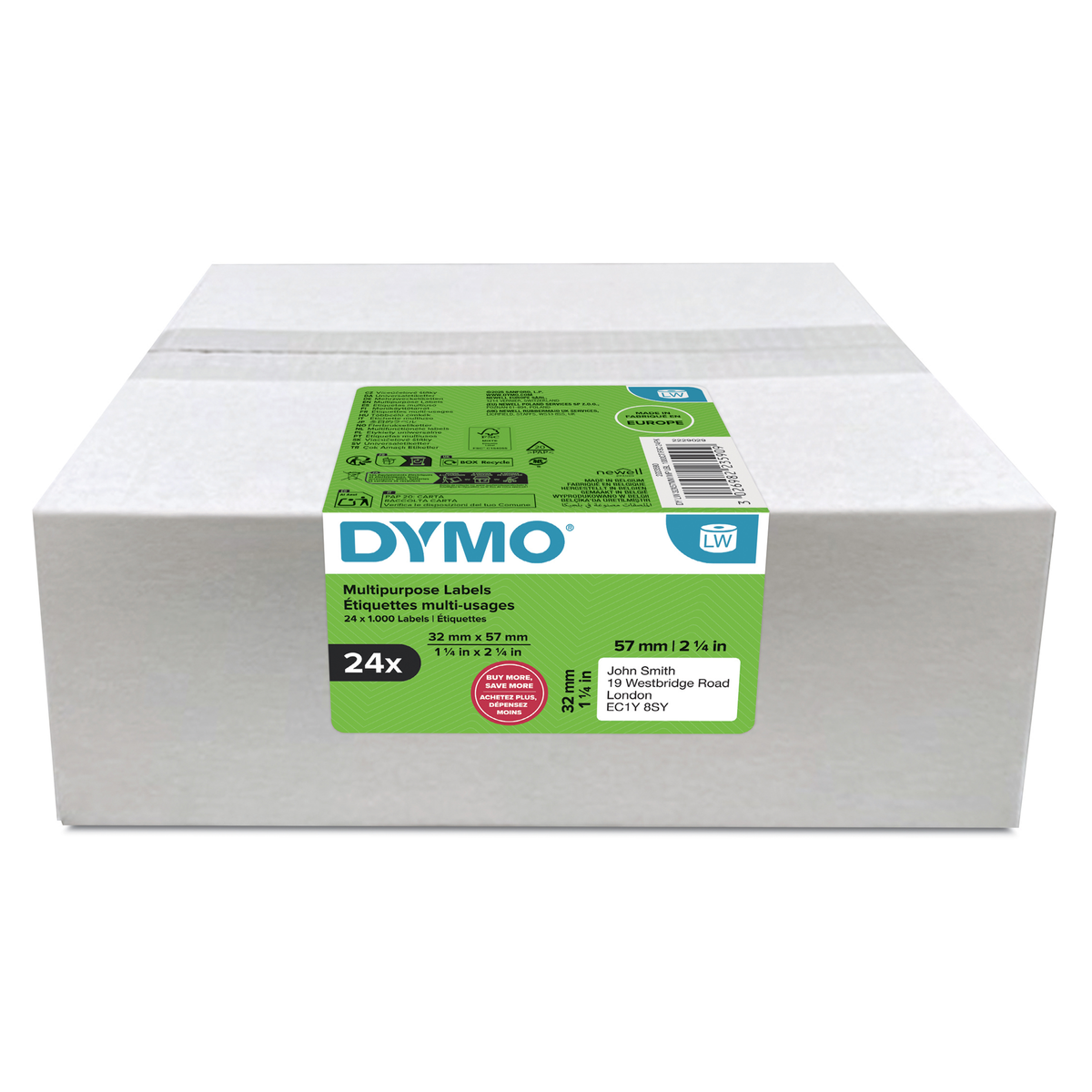 Bulk Dymo 2223590 LabelWriter Multipurpose Labels 57 x 32mm 24 Rolls