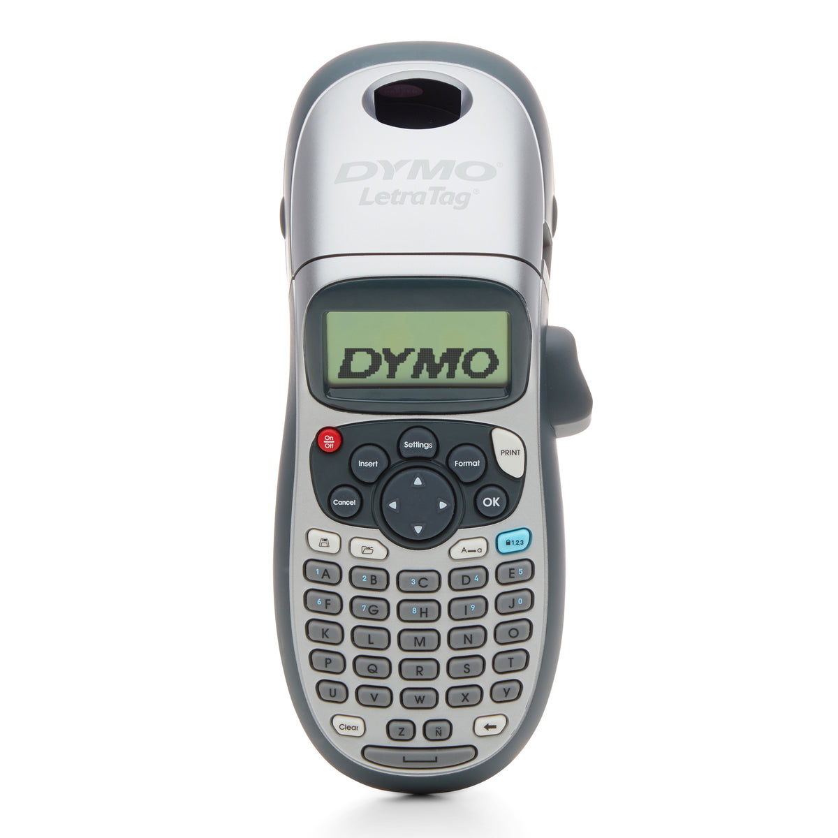 Silver Dymo LetraTag 100H+ handheld label maker