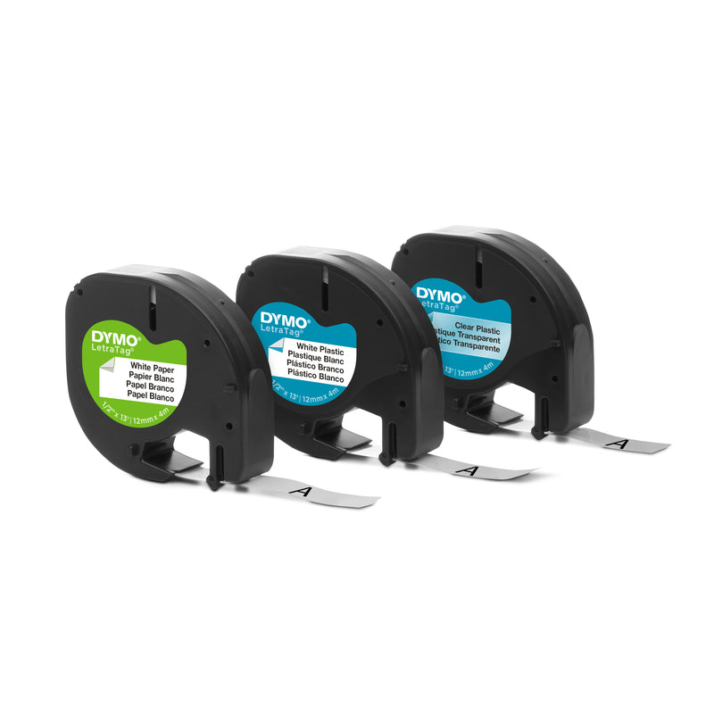 Three LetraTag tape cassettes included in the value pack