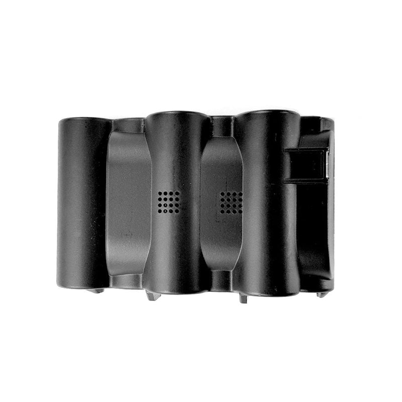 Dymo Rhino 6000 lithium ion battery pack top view showing black housing and contact side