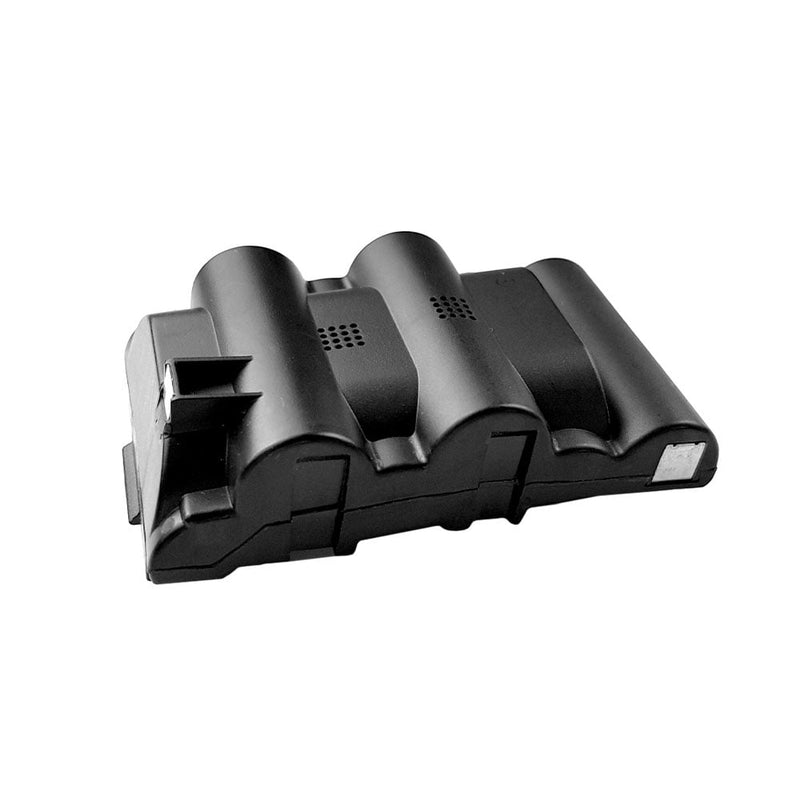 Dymo Rhino 6000 black rechargeable battery pack angled rear view showing moulded casing